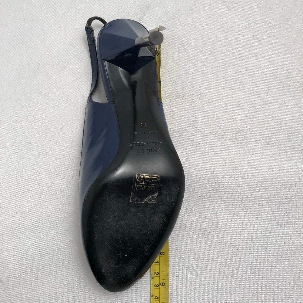 Marc by Marc Jacobs navy patent leather sling back shoes